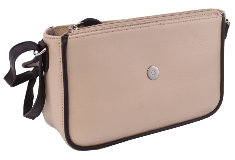 Dámska kožená crossbody kabelka béžová 250117