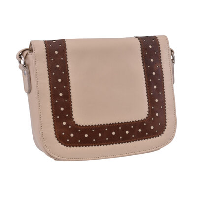 Dámska kožená crossbody kabelka béžová 250119