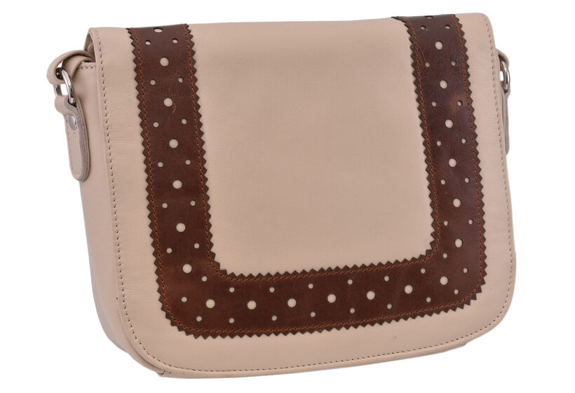 Dámska kožená crossbody kabelka béžová 250119