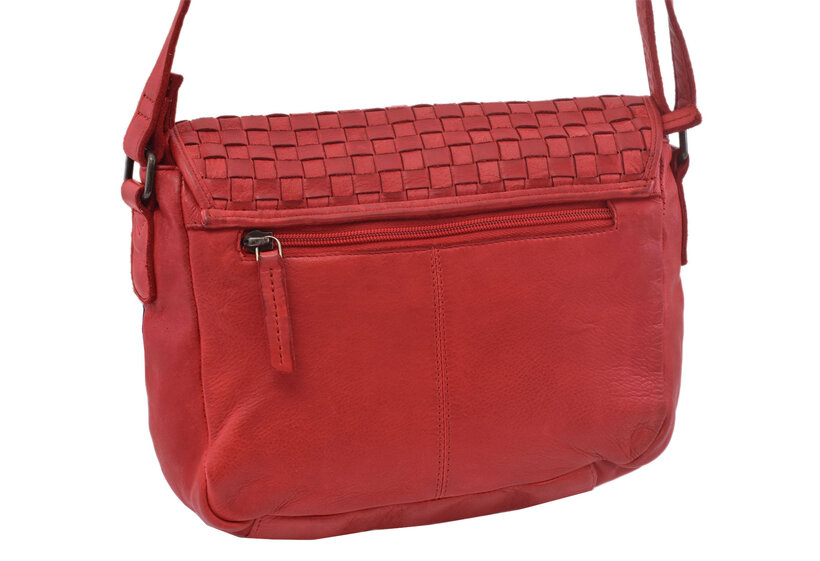 Dámska kožená crossbody kabelka červená 270112