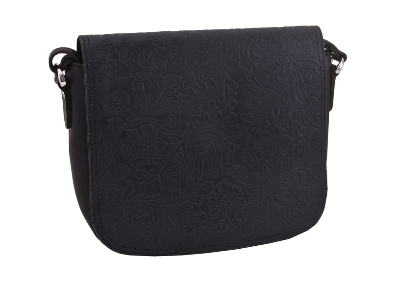 Dámska kožená crossbody kabelka čierna 250112