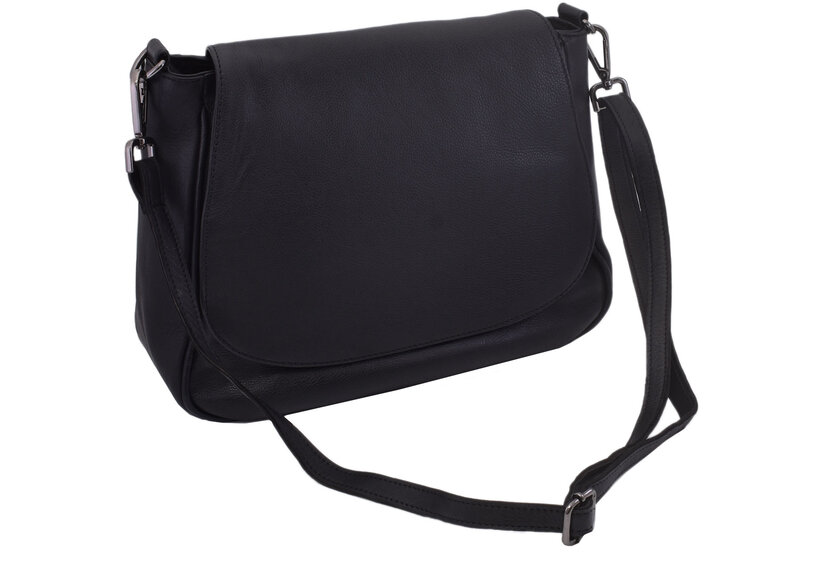 Dámska kožená crossbody kabelka čierna 250705