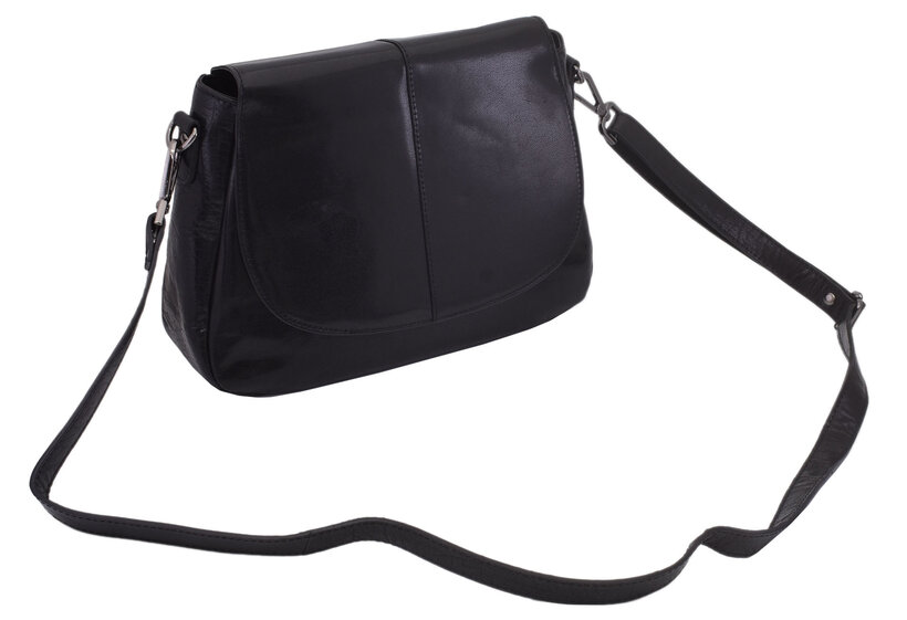 Dámska kožená crossbody kabelka čierna 250706