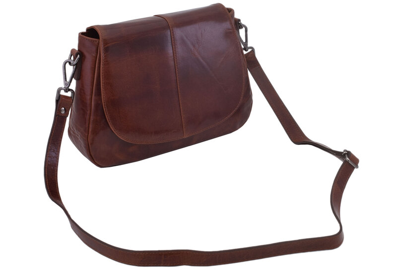 Dámska kožená crossbody kabelka koňak 250706