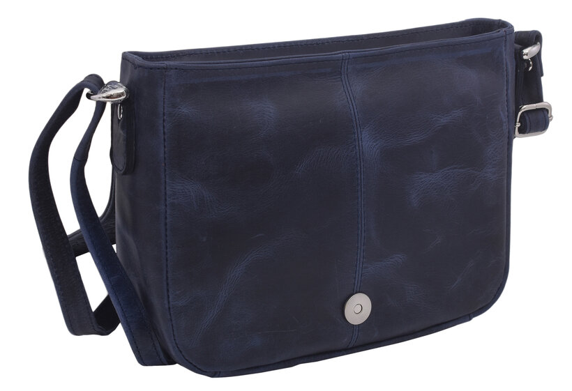 Dámska kožená crossbody kabelka modrá 250112