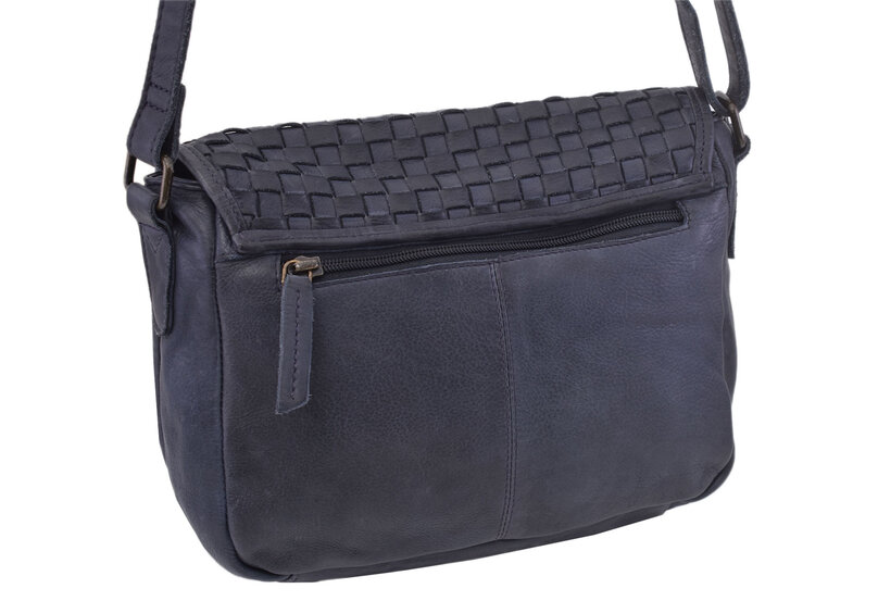 Dámska kožená crossbody kabelka modrá 270112