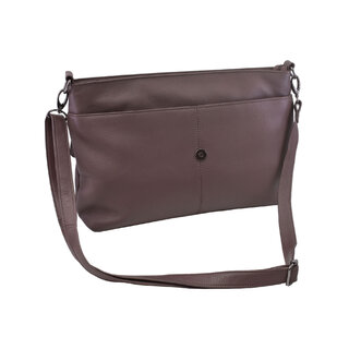 Dámska kožená crossbody kabelka taupe 250121