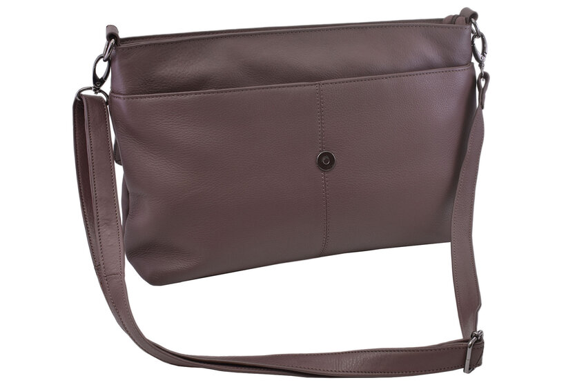 Dámska kožená crossbody kabelka taupe 250121