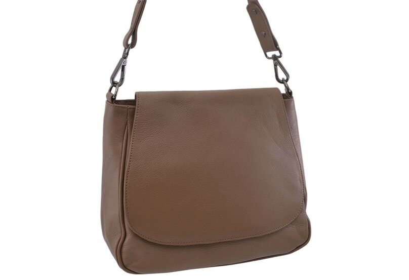 Dámska kožená crossbody kabelka taupe 250705