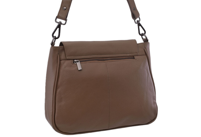 Dámska kožená crossbody kabelka taupe 250705