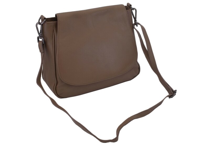 Dámska kožená crossbody kabelka taupe 250705