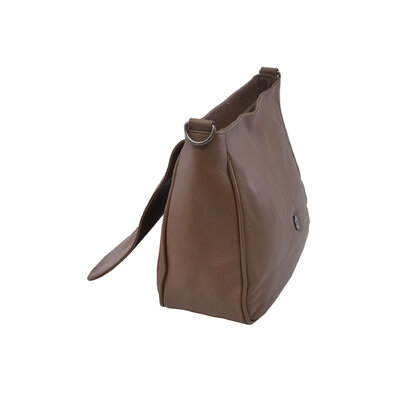 Dámska kožená crossbody kabelka taupe 250705