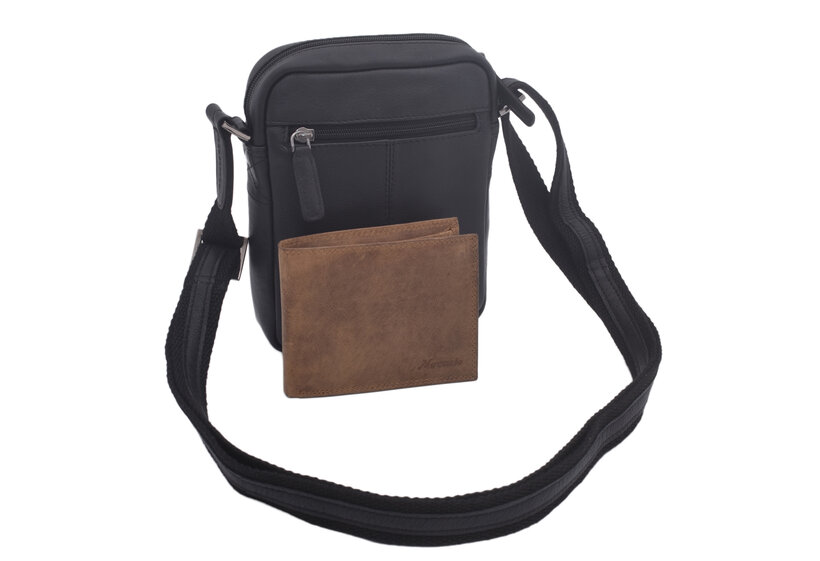 Pánske kožené crossbody čierna nappa 250840