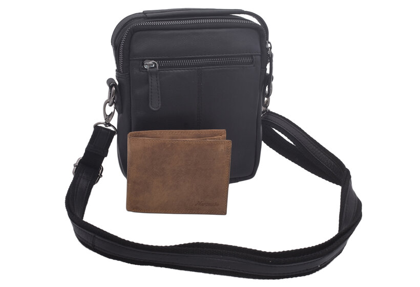 Pánske kožené crossbody čierna nappa 250904