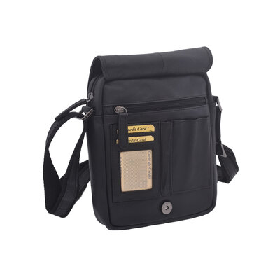 Pánske kožené crossbody čierna nappa V 250589