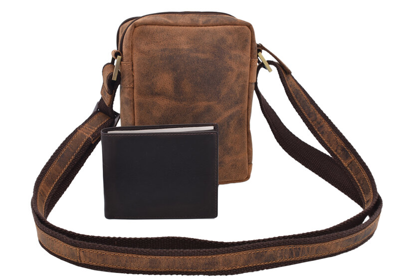 Pánske kožené crossbody tmavohnedý hunter 250588