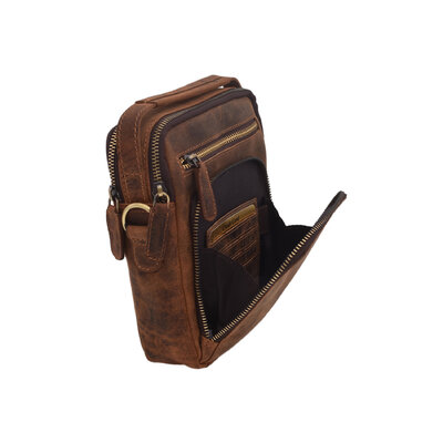 Pánske kožené crossbody tmavohnedý hunter 250904