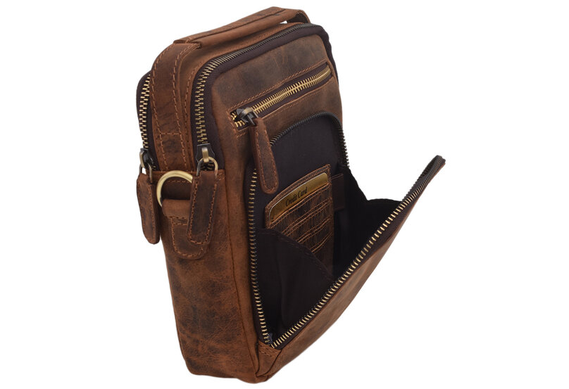 Pánske kožené crossbody tmavohnedý hunter 250904