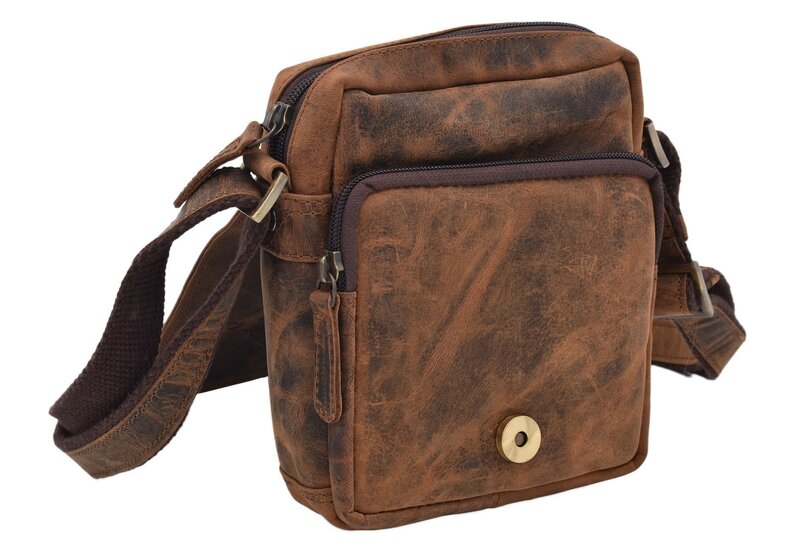 Pánske kožené crossbody tmavohnedý hunter embos diviak celý 250591