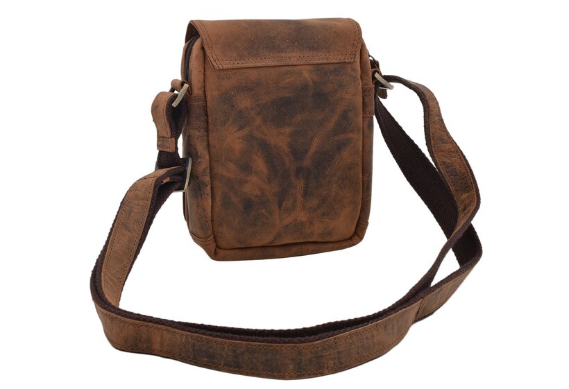 Pánske kožené crossbody tmavohnedý hunter embos medveď hnedý 250591