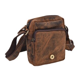 Pánske kožené crossbody tmavohnedý hunter embos motorka 250591